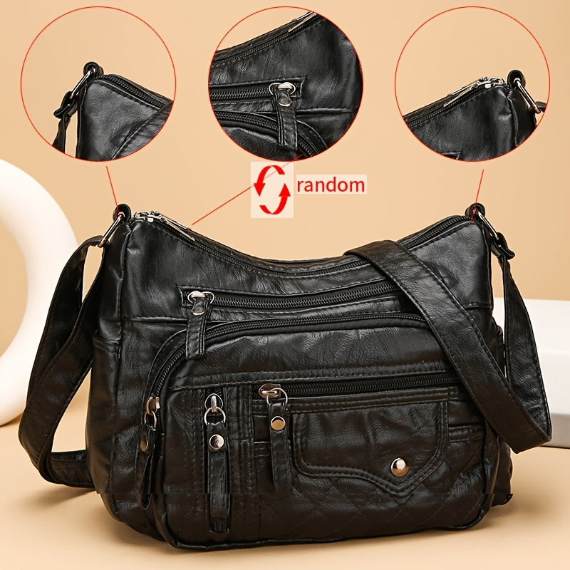 Nylon Shoulder Bag with Adjustable Strap, Anti-Theft Zip Closure