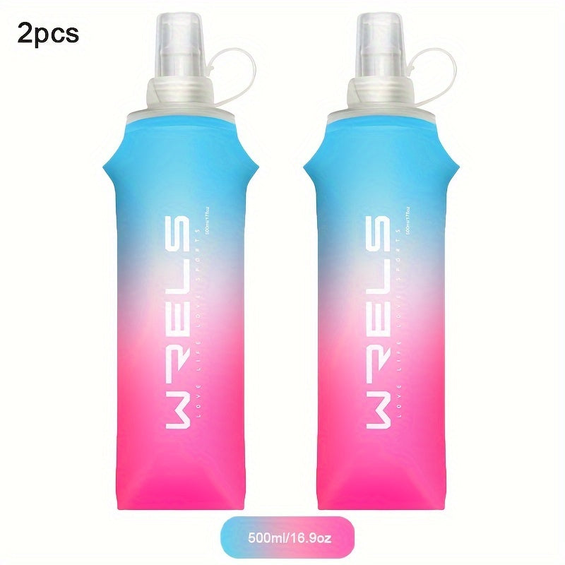 2pcs Collapsible Silicone Water Bottles - 8.5oz & 17oz, BPA-Free