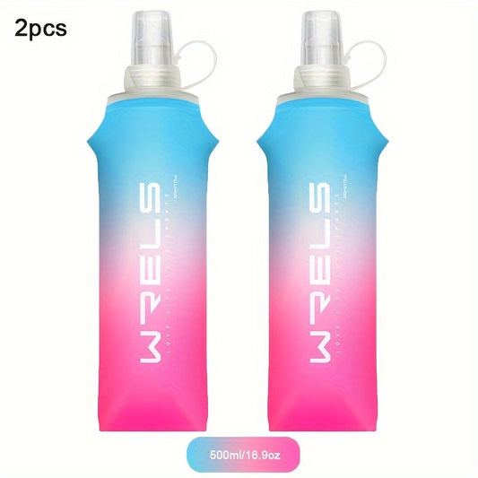 2pcs Collapsible Silicone Water Bottles - 8.5oz & 17oz, BPA-Free