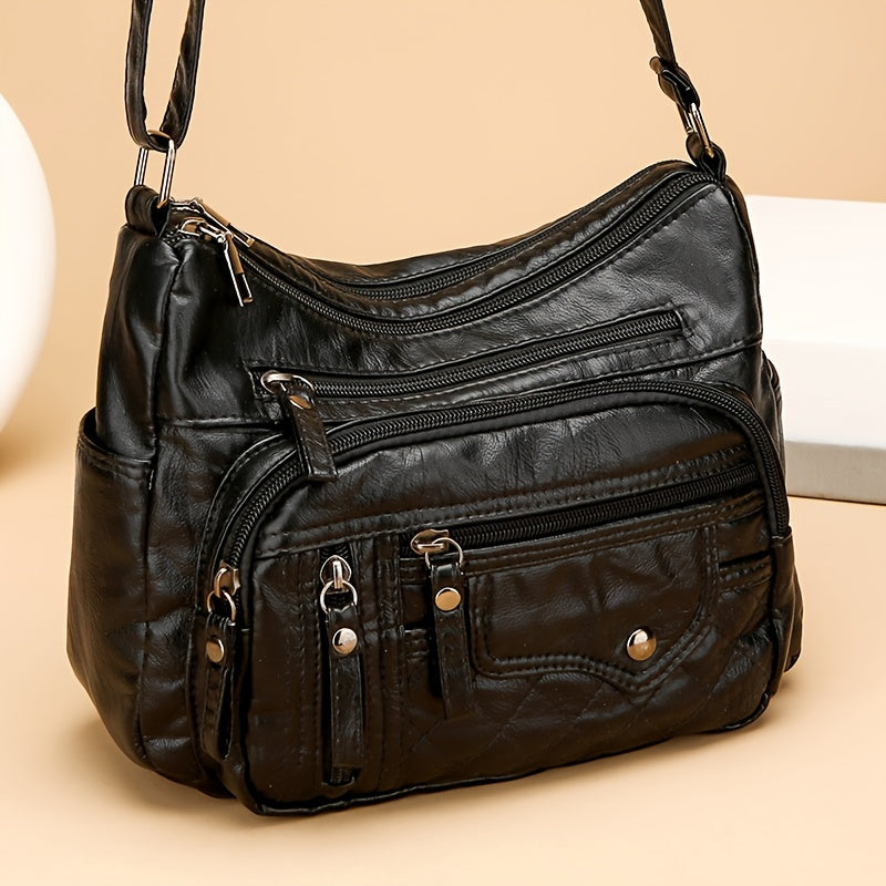 Nylon Shoulder Bag with Adjustable Strap, Anti-Theft Zip Closure