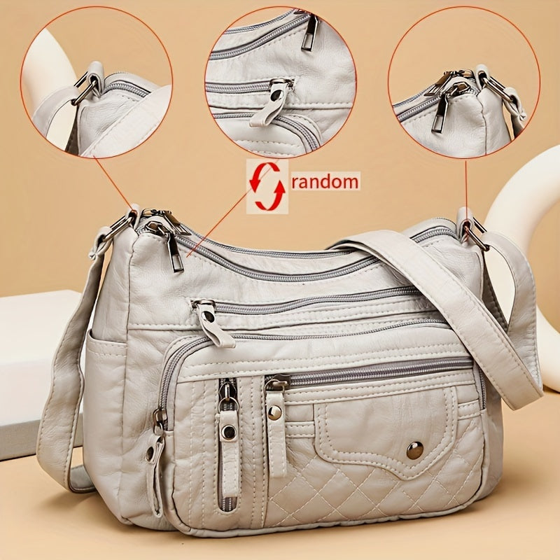 Nylon Shoulder Bag with Adjustable Strap, Anti-Theft Zip Closure