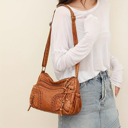 Braided Synthetic Leather Crossbody Bag