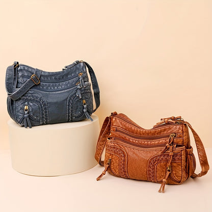 Braided Synthetic Leather Crossbody Bag