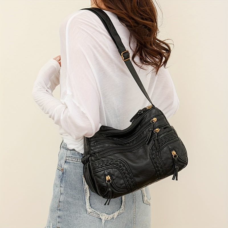 Braided Synthetic Leather Crossbody Bag