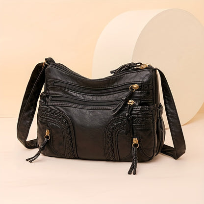 Braided Synthetic Leather Crossbody Bag