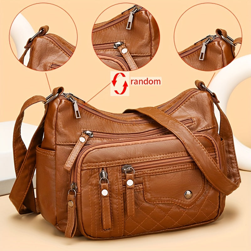 Nylon Shoulder Bag with Adjustable Strap, Anti-Theft Zip Closure