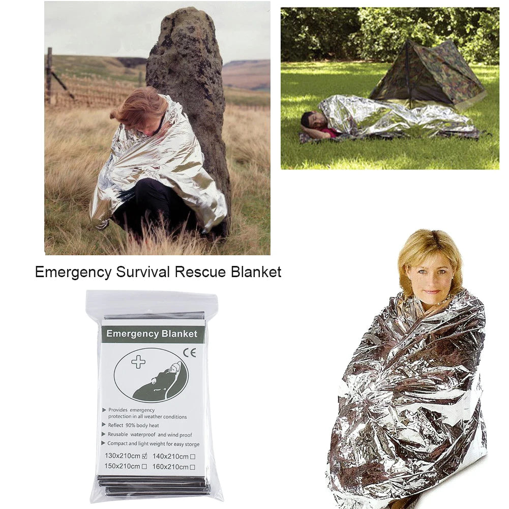 1-10PCS Windproof Waterproof Foil Thermal Blanket