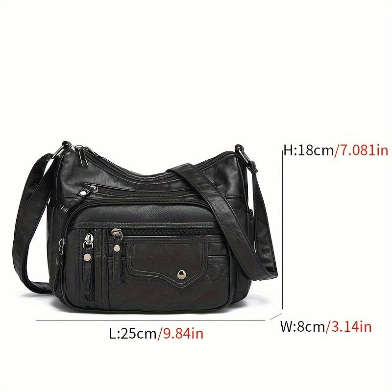 Nylon Shoulder Bag with Adjustable Strap, Anti-Theft Zip Closure