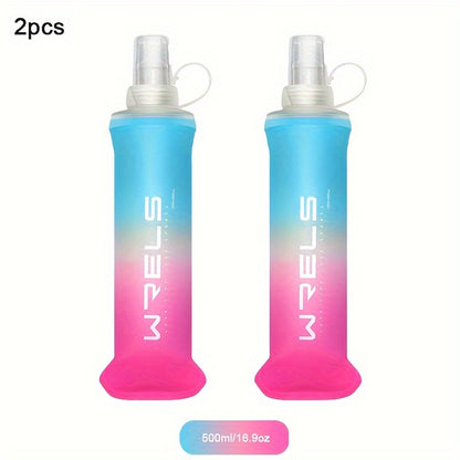 2pcs Collapsible Silicone Water Bottles - 8.5oz & 17oz, BPA-Free