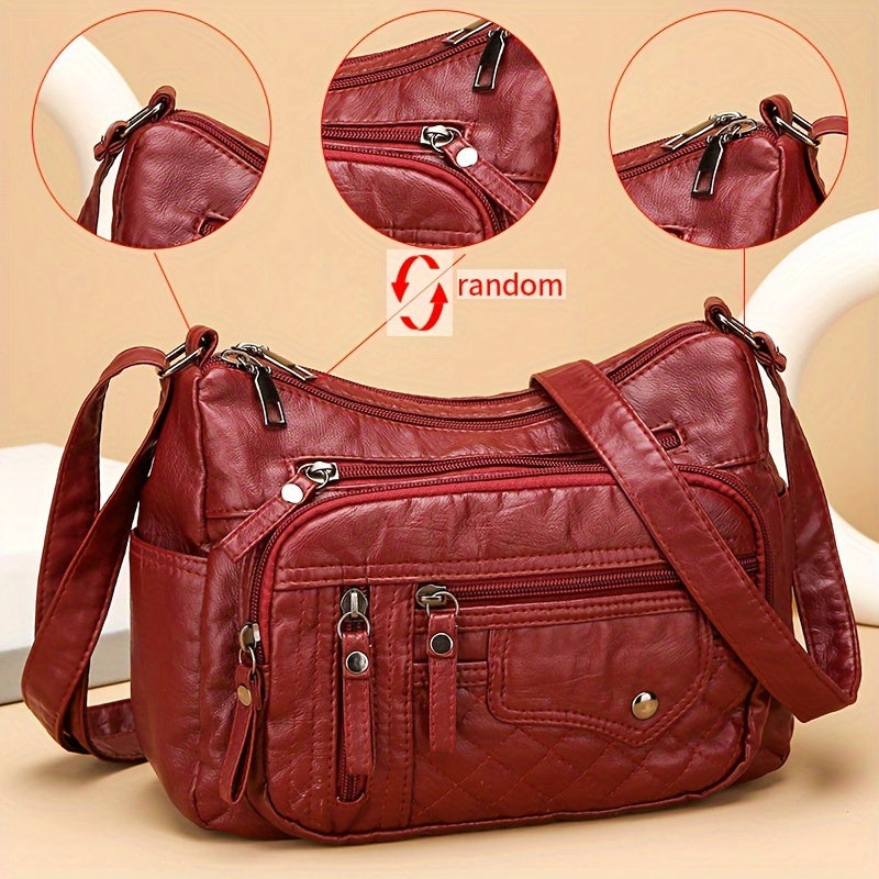 Nylon Shoulder Bag with Adjustable Strap, Anti-Theft Zip Closure