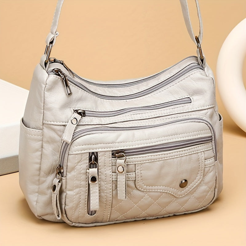 Nylon Shoulder Bag with Adjustable Strap, Anti-Theft Zip Closure