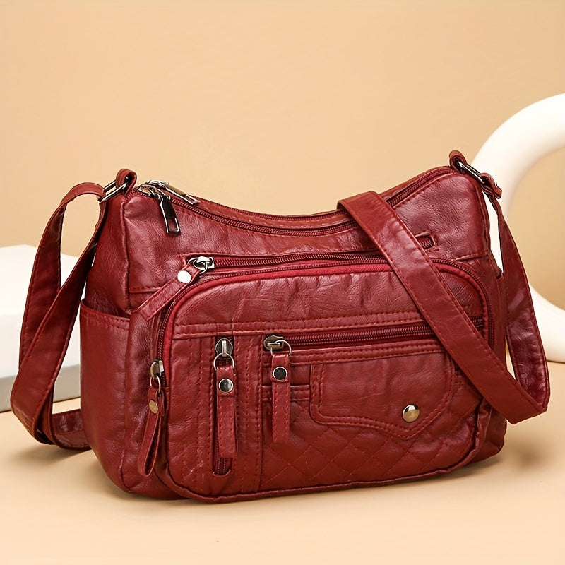 Nylon Shoulder Bag with Adjustable Strap, Anti-Theft Zip Closure