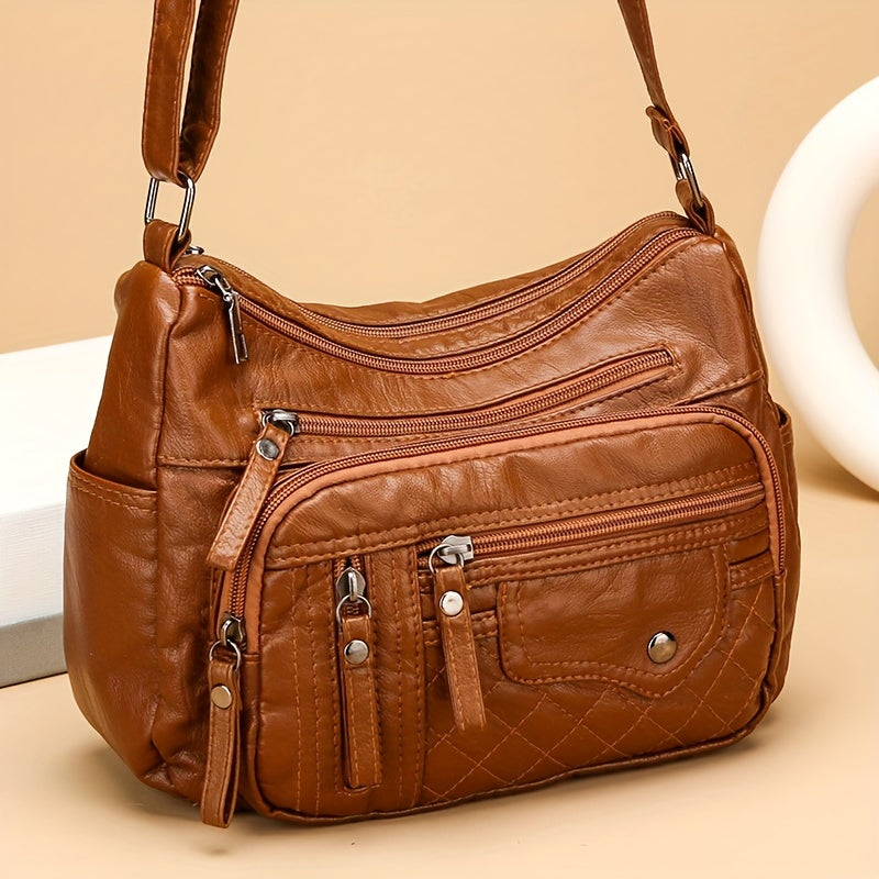 Nylon Shoulder Bag with Adjustable Strap, Anti-Theft Zip Closure