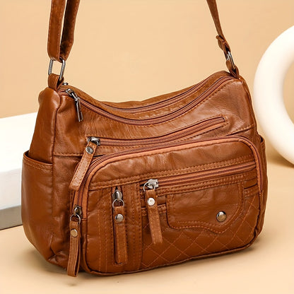 Nylon Shoulder Bag with Adjustable Strap, Anti-Theft Zip Closure