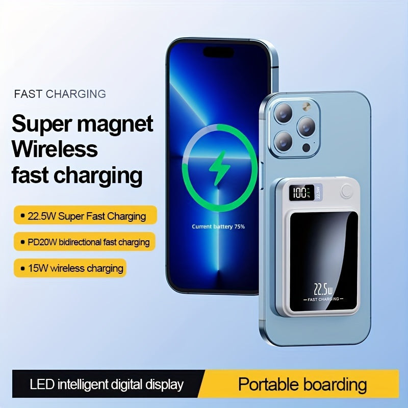 Magnetic Wireless Power Bank for Apple Android USB/Type-C Portable Charger with LED Power Display